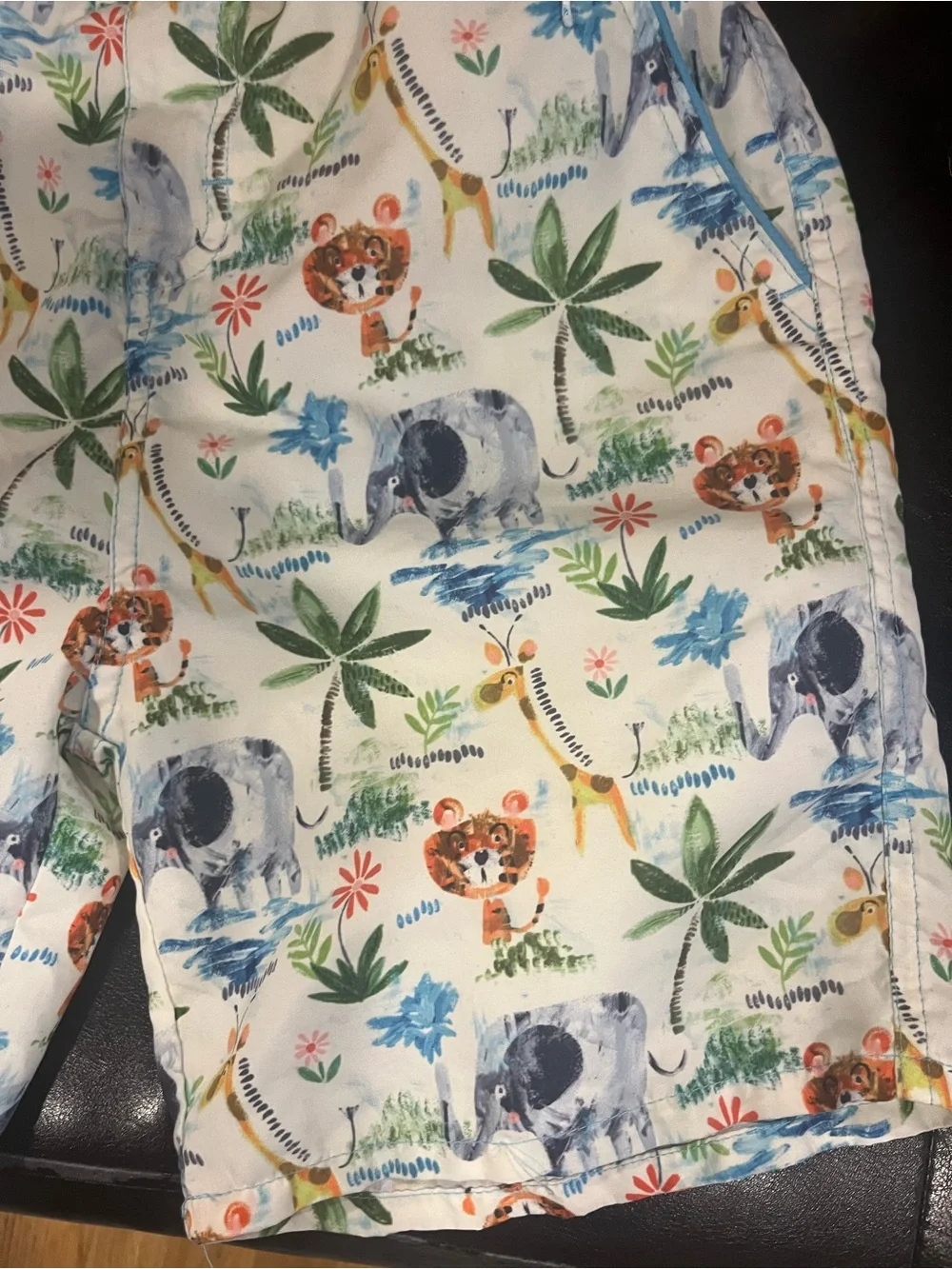 Andy & Evan Blue Elastic Waist Tropical Animal Print Shorts
